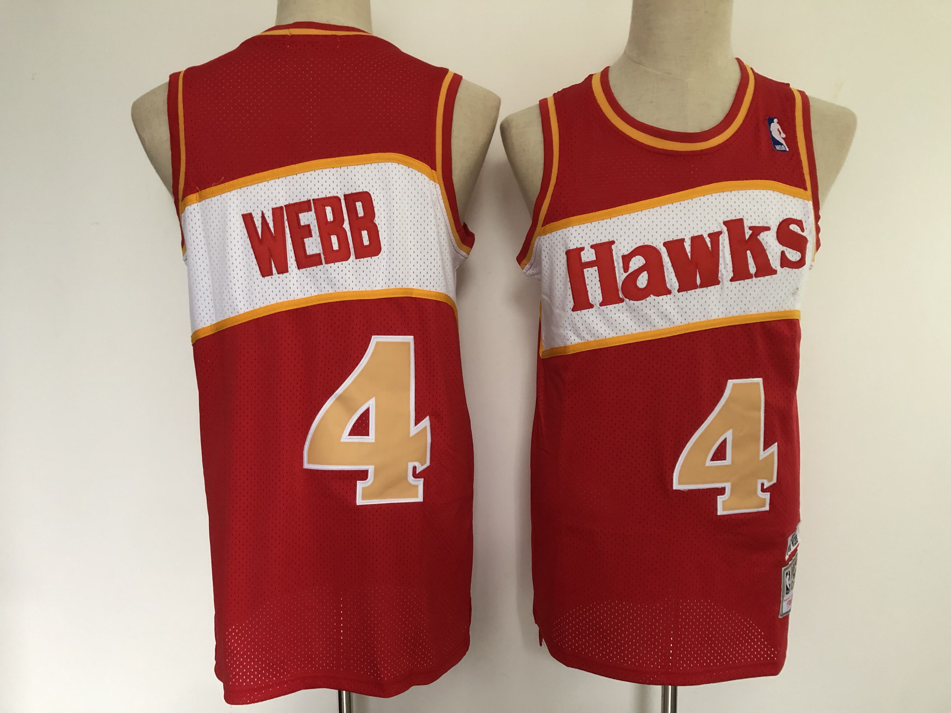 Men Atlanta Hawks 4 Webb Red Throwback NBA Jersey